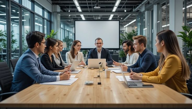 Successful Meeting in a Modern Office